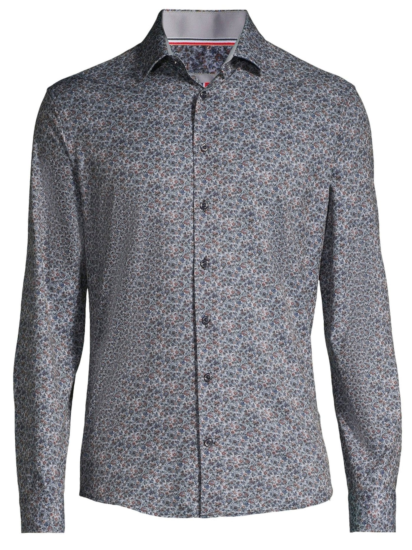 Chemise manches longues performante extensible grise à motif