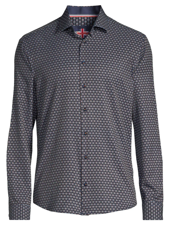 Chemise manches longues extensible noire à motif