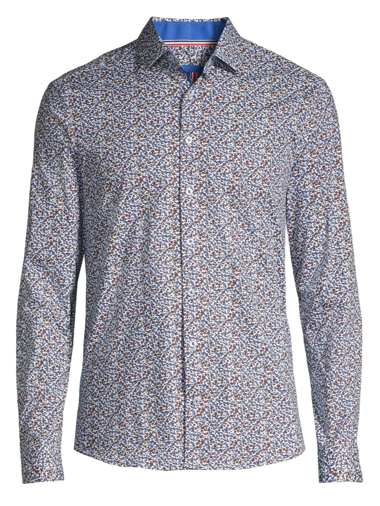 Chemise manches longues extensible à motif floral