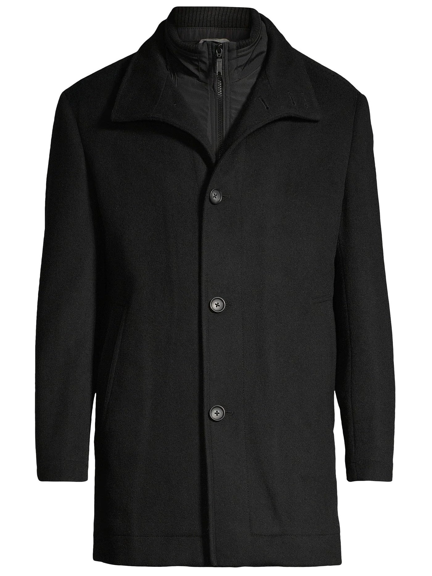 Manteau double col noir en laine Campbell