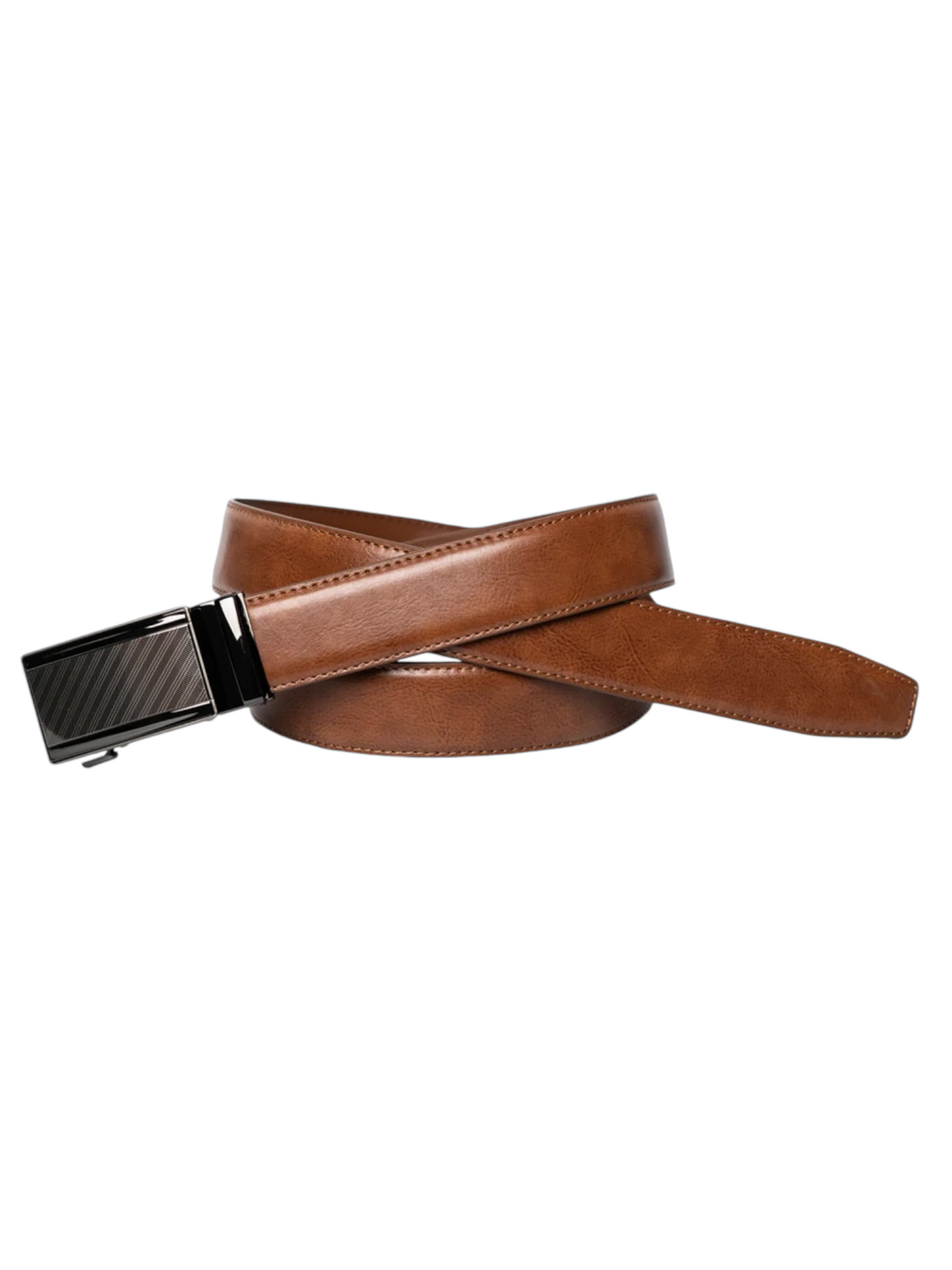 Ceinture en cuir cognac avec plaque en métal