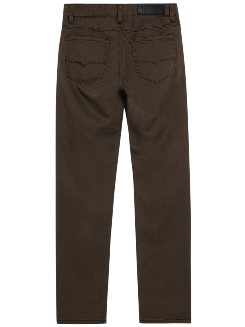 Pantalon extensible café coupe semi-ajustée