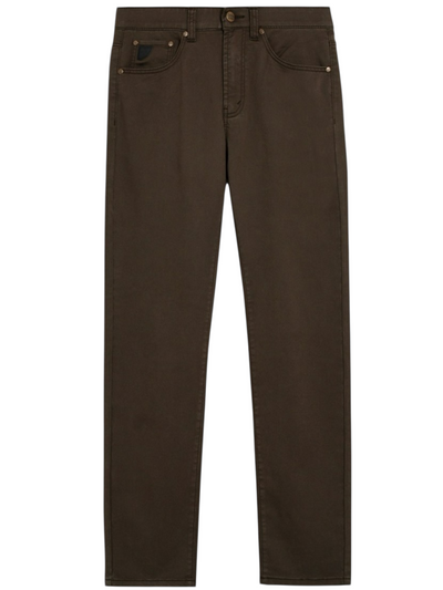 Pantalon extensible café coupe semi-ajustée