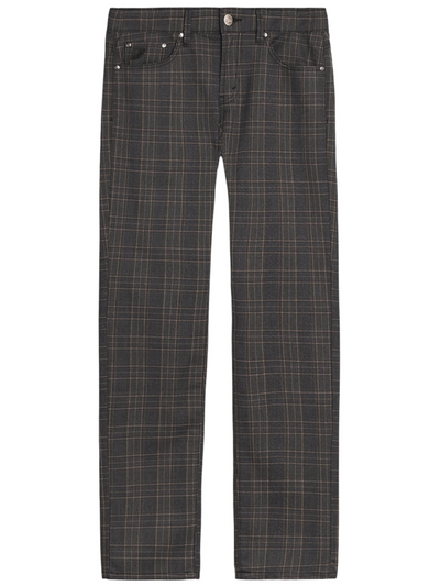 Pantalon 5 poches gris à carreaux coupe ajustée