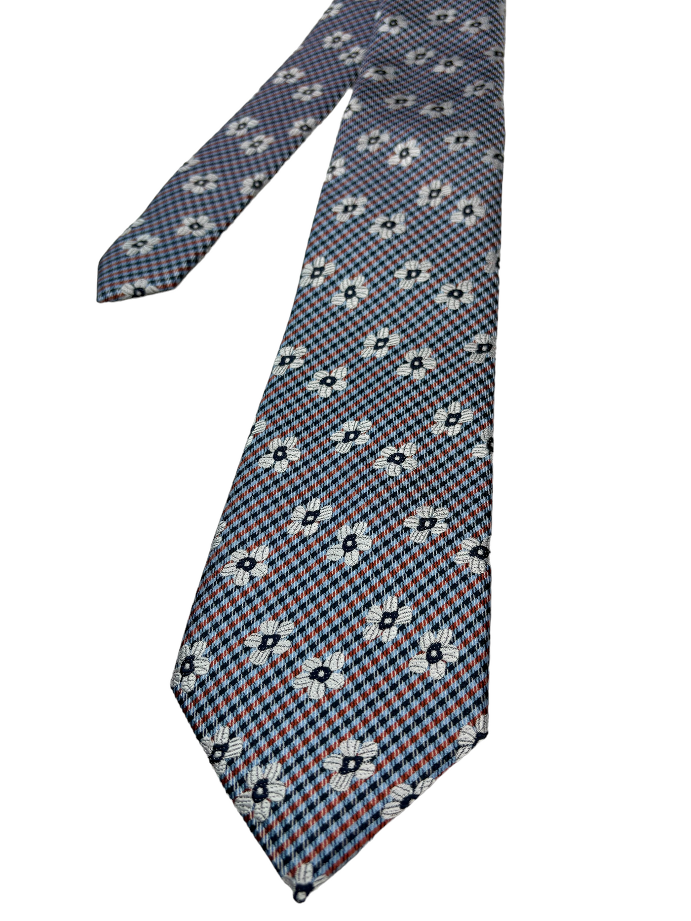 Cravate bleue à motif floral