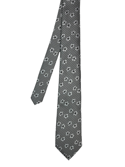 Cravate noire à motif floral