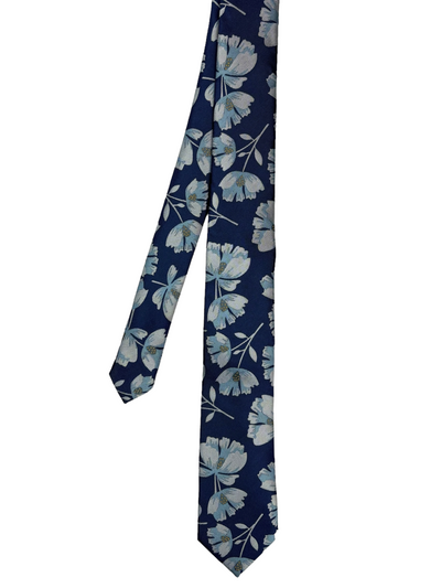 Cravate à motif floral bleu