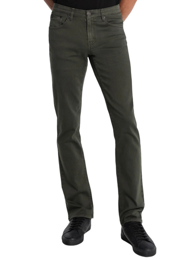 Pantalon de coton extensible vert foncé coupe semi-ajustée