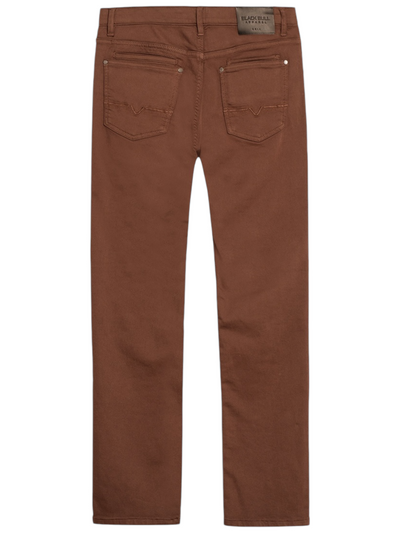 Pantalon de coton extensible cognac coupe semi-ajustée