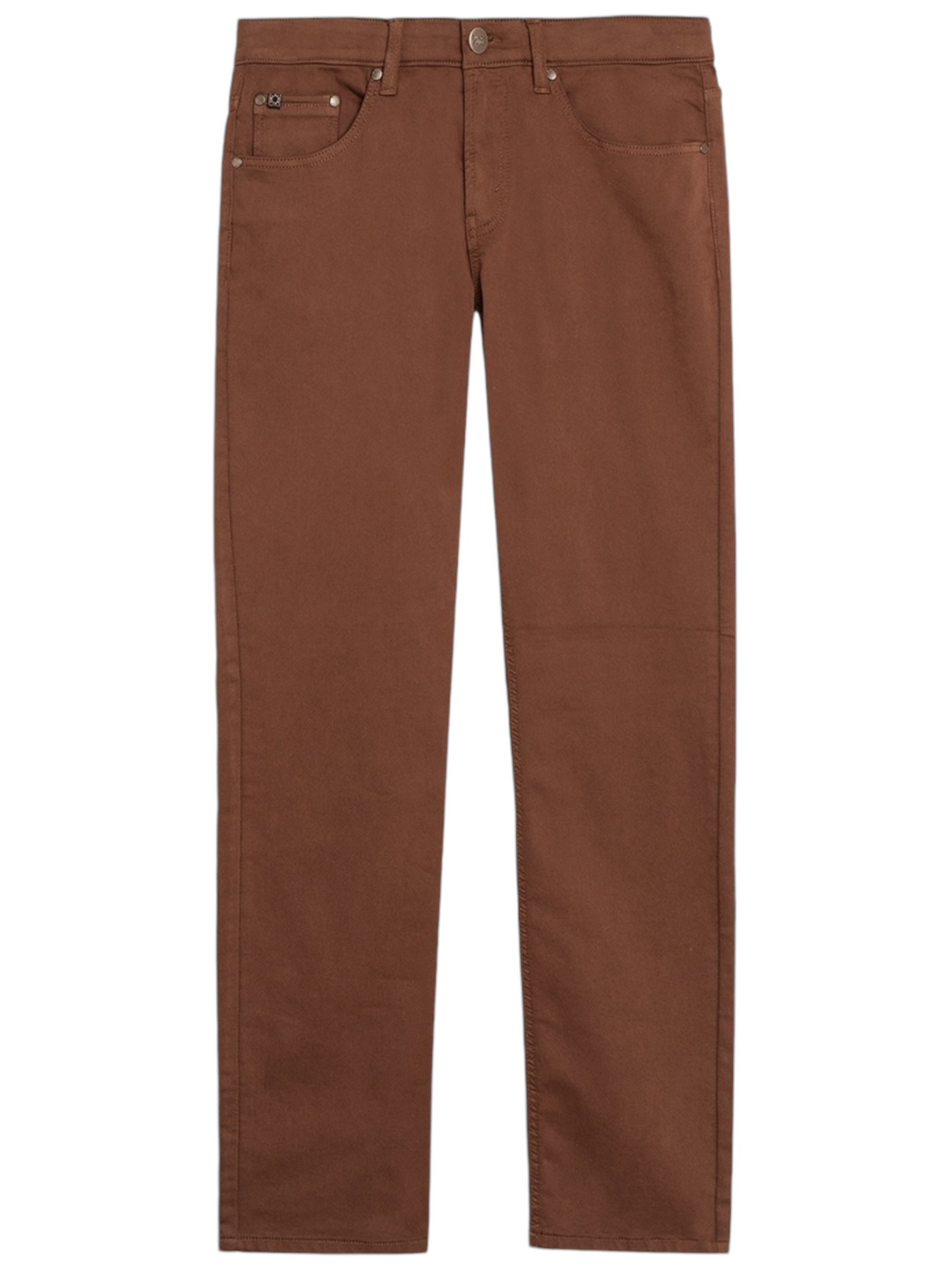 Pantalon de coton extensible cognac coupe semi-ajustée