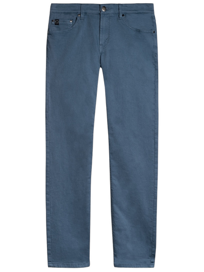 Pantalon de coton extensible bleu acier coupe semi-ajustée