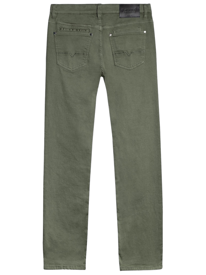 Pantalon de coton extensible olive coupe semi-ajustée