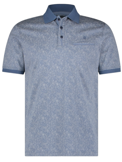 Polo extensible bleu imprimé