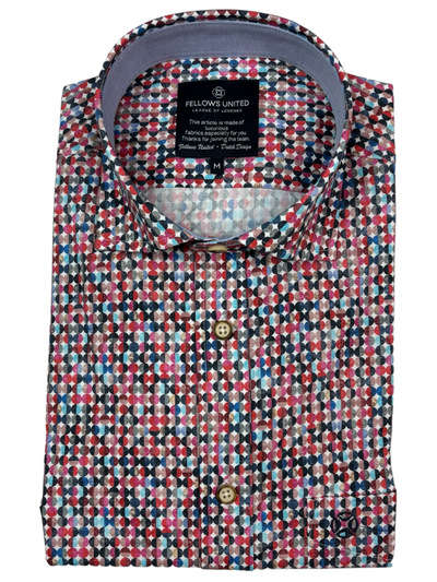 Chemise manches courtes extensible à motif de demi-cercles colorés