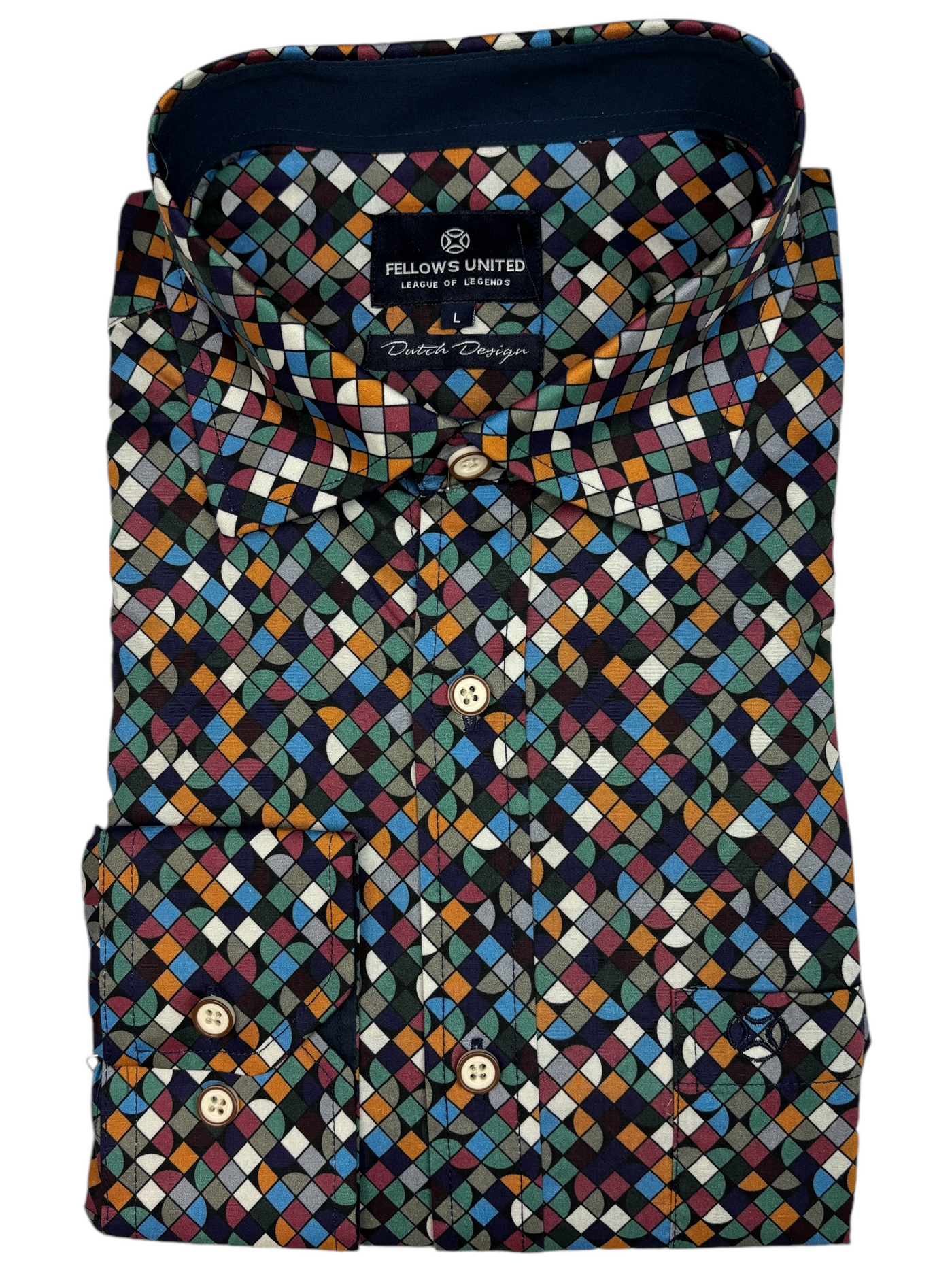 Chemise manches longues géométrique multicolore