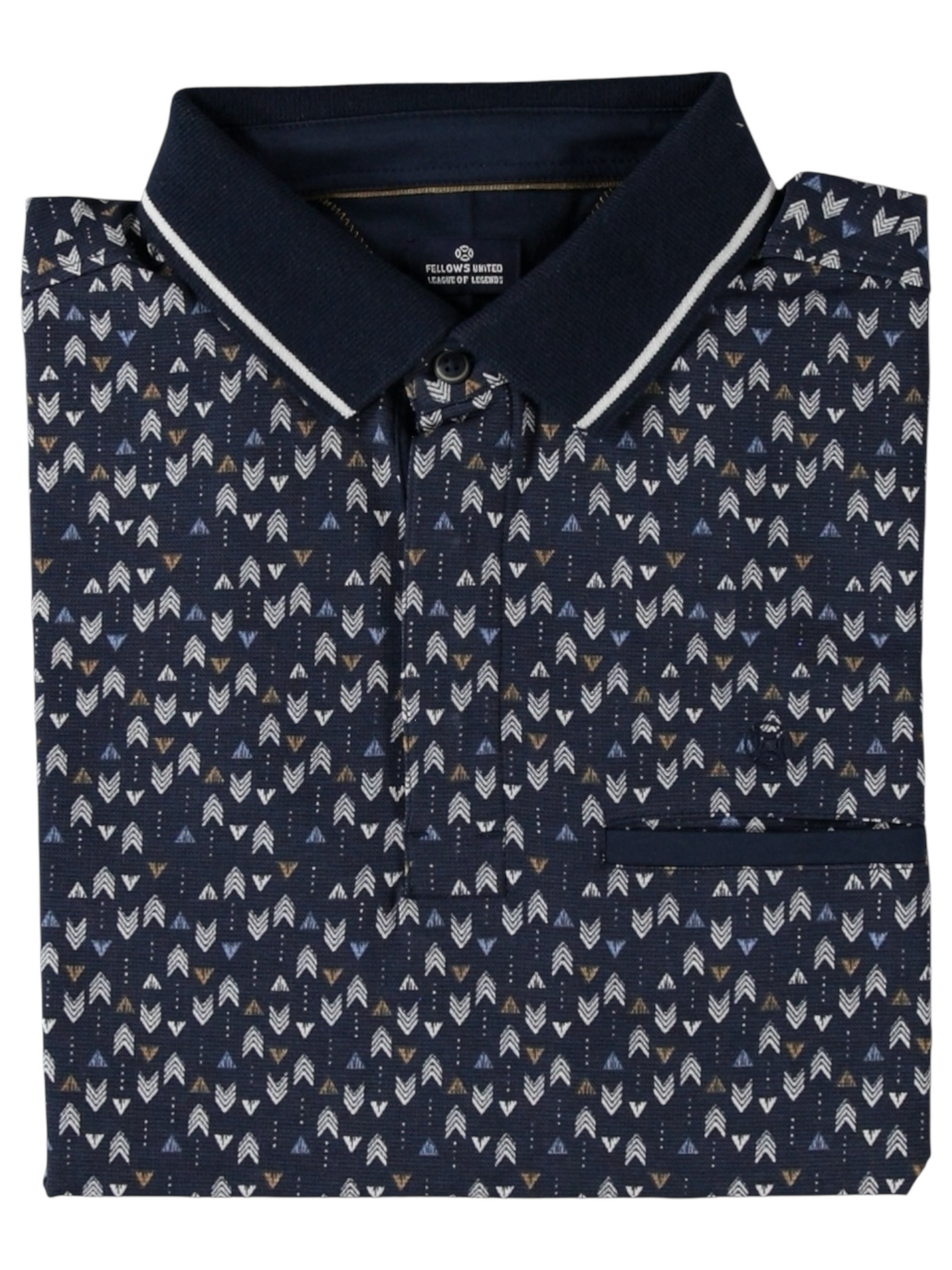 Polo extensible marine gaufré imprimé