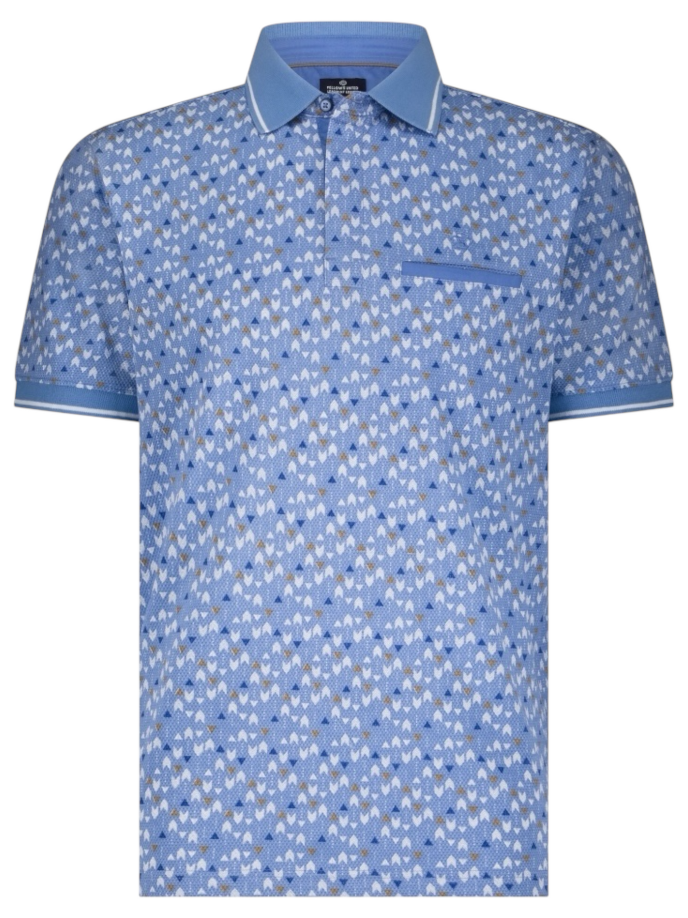 Polo extensible bleu gaufré imprimé