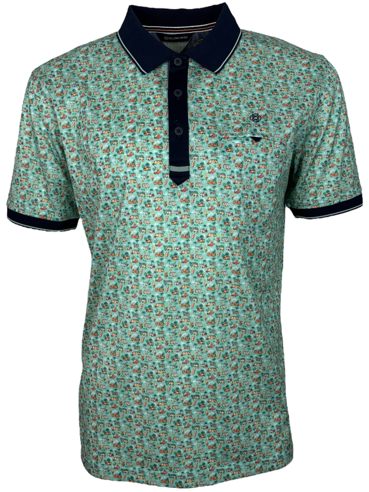 Polo extensible turquoise imprimé