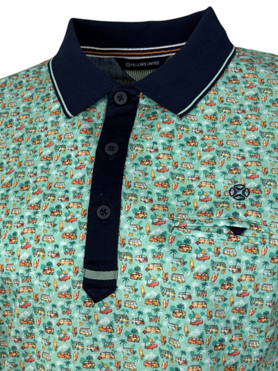 Polo extensible turquoise imprimé