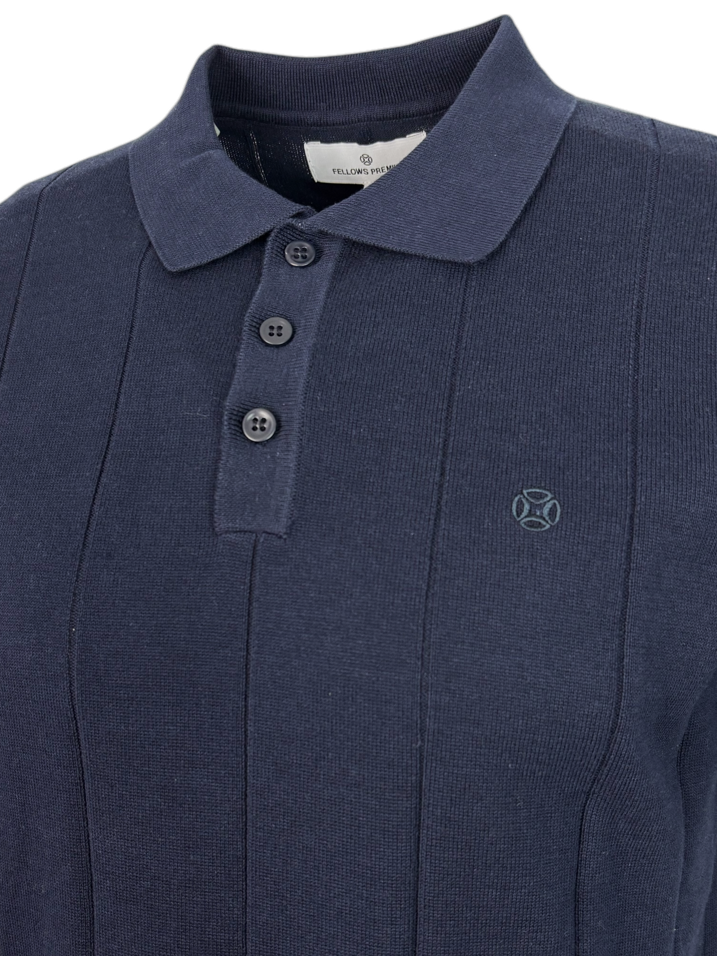Polo marine à tricot côtelé