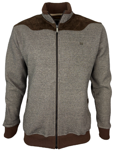 Veste brune pied-de-poule à fermeture éclair