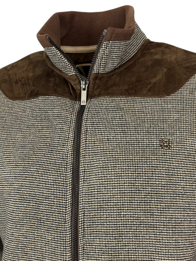 Veste brune pied-de-poule à fermeture éclair