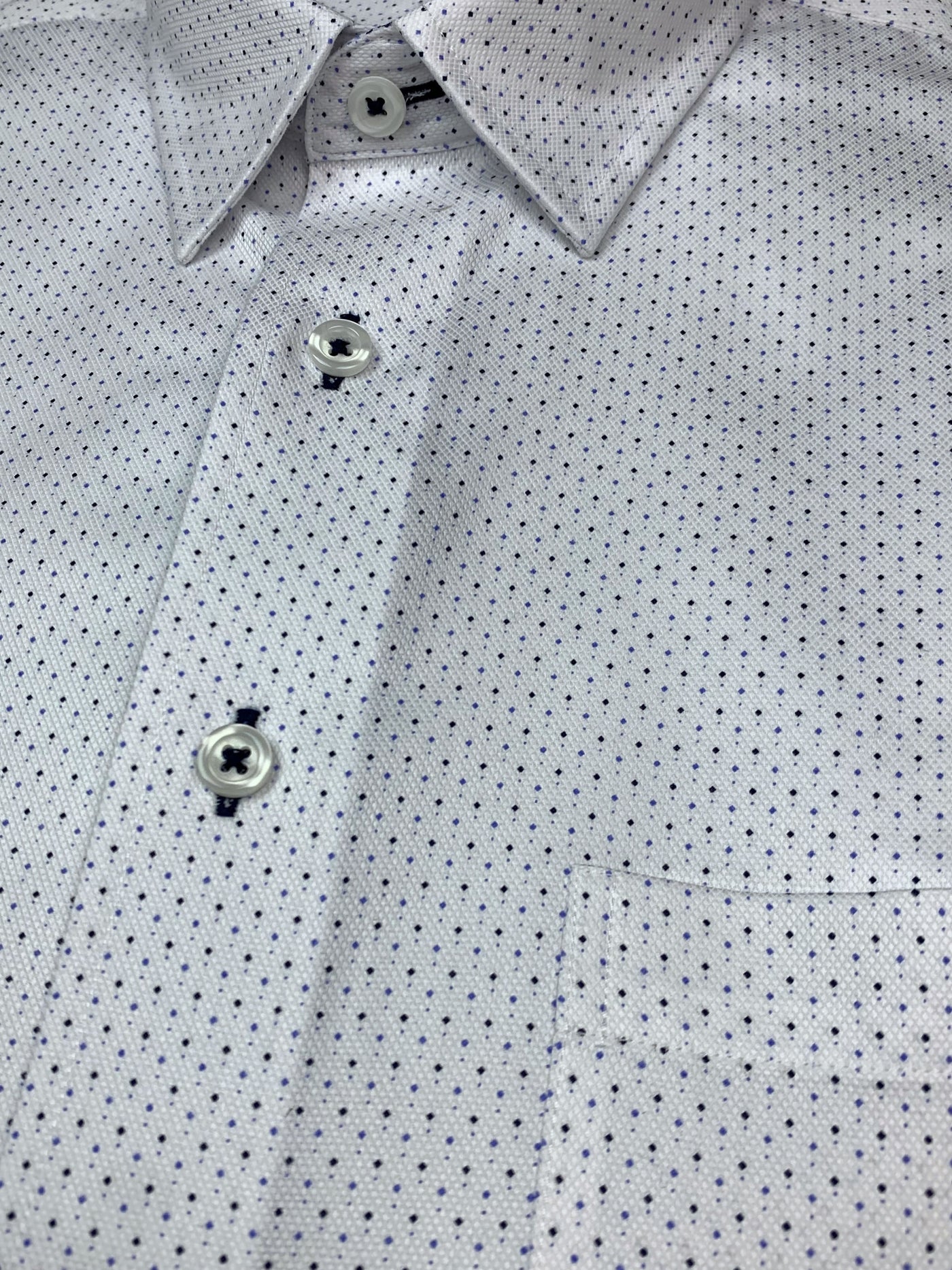 Chemise manches courtes blanche à micro motif