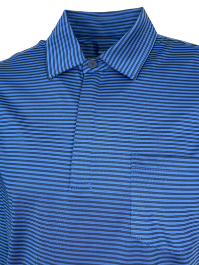 Polo performance bleu à rayures avec col zippé