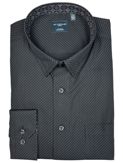 Chemise manches longues à micro pois 2 tons