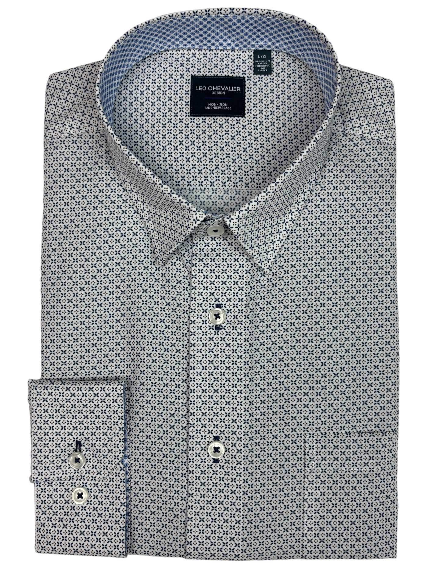 Chemise manches longues blanche à motif