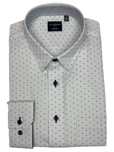 Chemise manches longues blanche micro pois