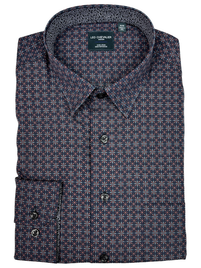 Chemise manches longues marine à motif