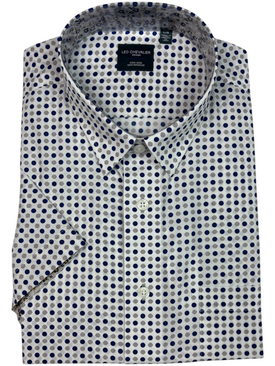 Chemise manches courtes blanche à pois