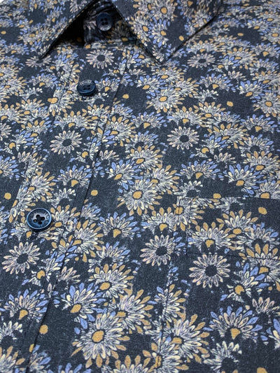 Chemise à manches longues marine à imprimé floral