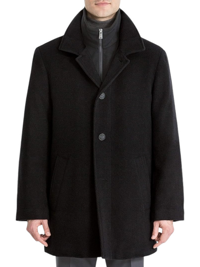 Manteau long noir en laine mélangée Coleman