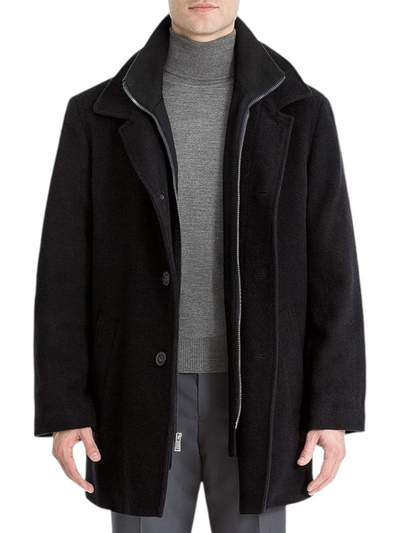 Manteau long noir en laine mélangée Coleman