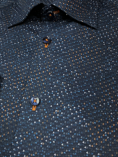 Chemise à manches longues bleue à micro motif de triangles