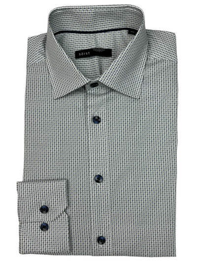 Chemise habillée manches longues blanche à micro motif