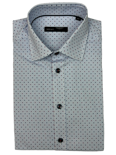 Chemise habillée manches longues bleue pied-de-poule