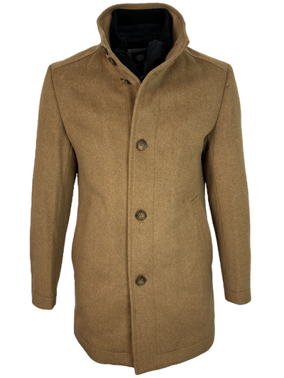 Manteau double col camel en laine Campbell