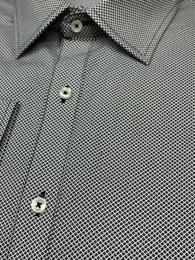 Chemise manches longues extensible grise à micro motif