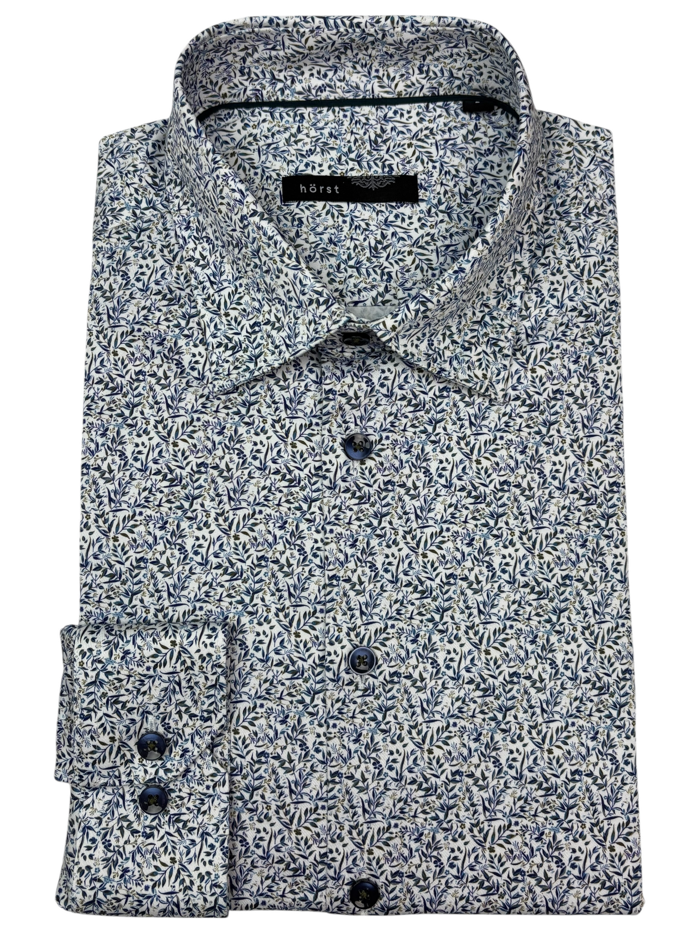 Chemise manches longues à motif floral marine