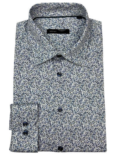 Chemise manches longues à motif floral marine