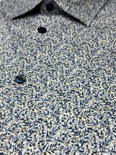Chemise manches longues à motif floral marine