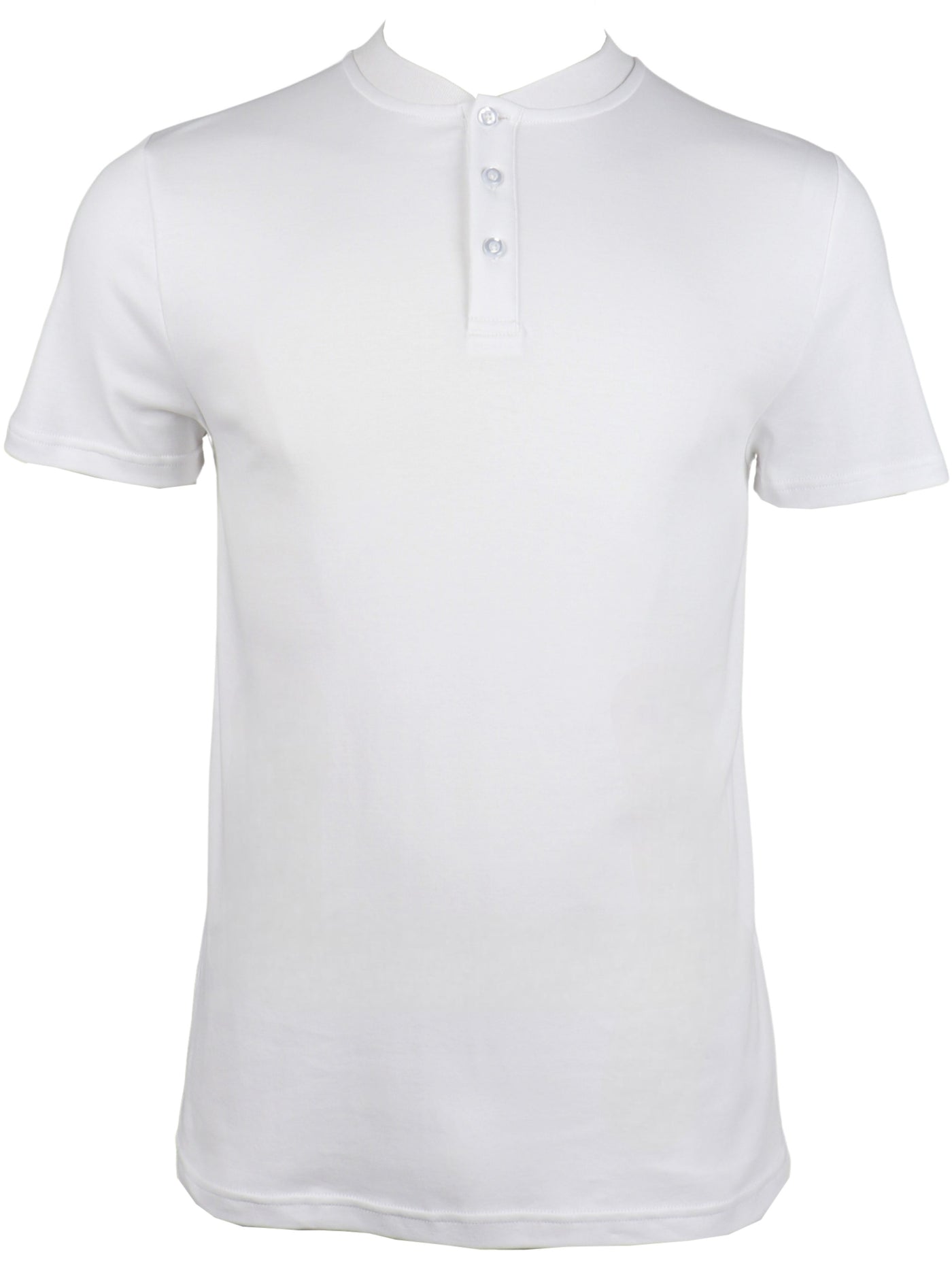 T-shirt blanc extensible à col boutonné