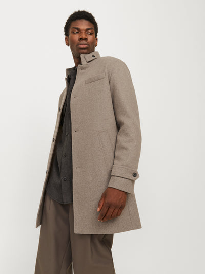 Manteau greige en laine Melton