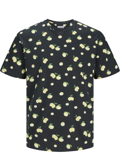 T-shirt noir à motif de citrons