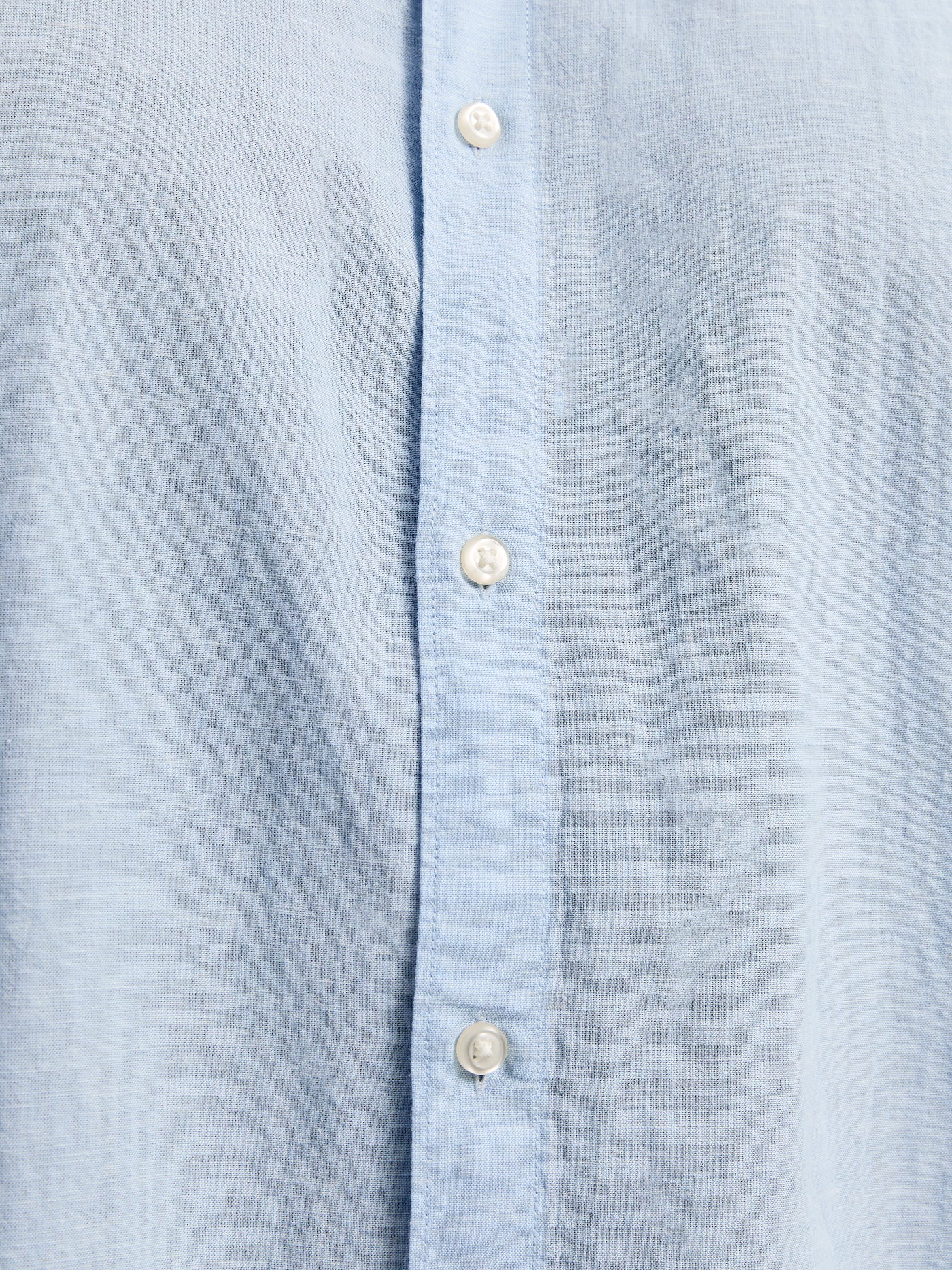 Chemise manches courtes bleue en mélange de lin
