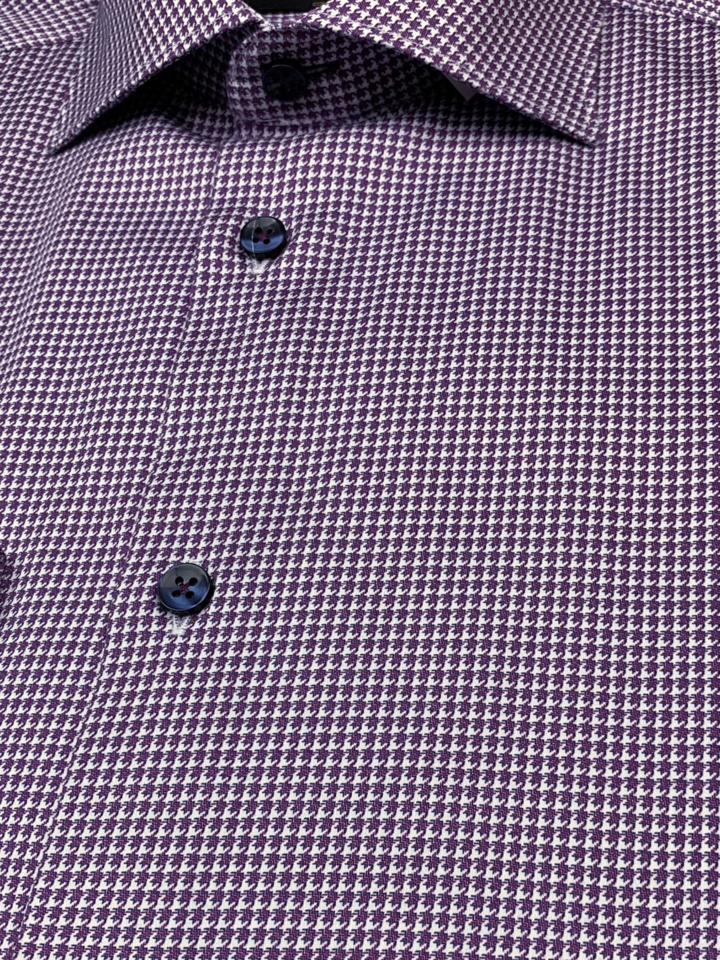 Chemise habillée manches longues violette pied-de-poule