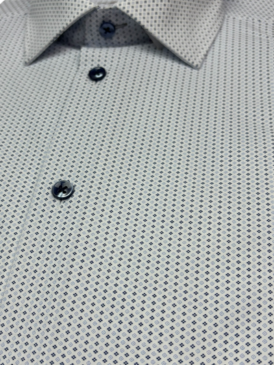 Chemise habillée manches longues extensible à micro motif